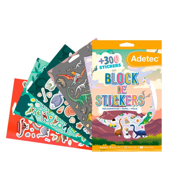 block de stickers dinosaurios