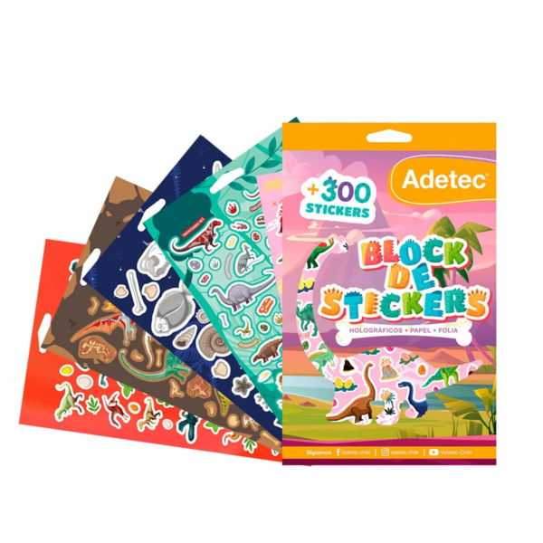 block de stickers dinosaurios